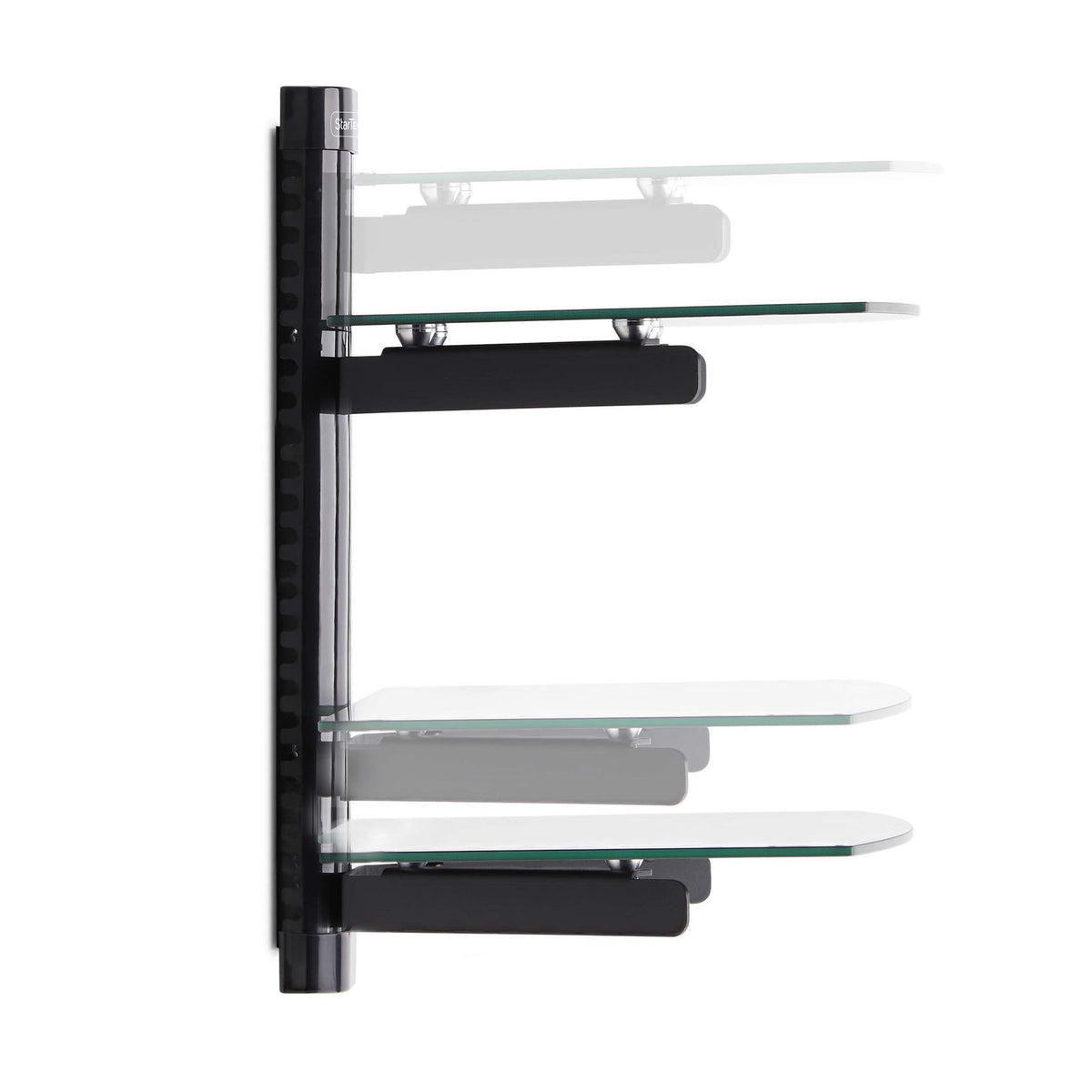 StarTech.com Dual Floating AV Shelves Black Tempered Glass 7kg Per Shelf