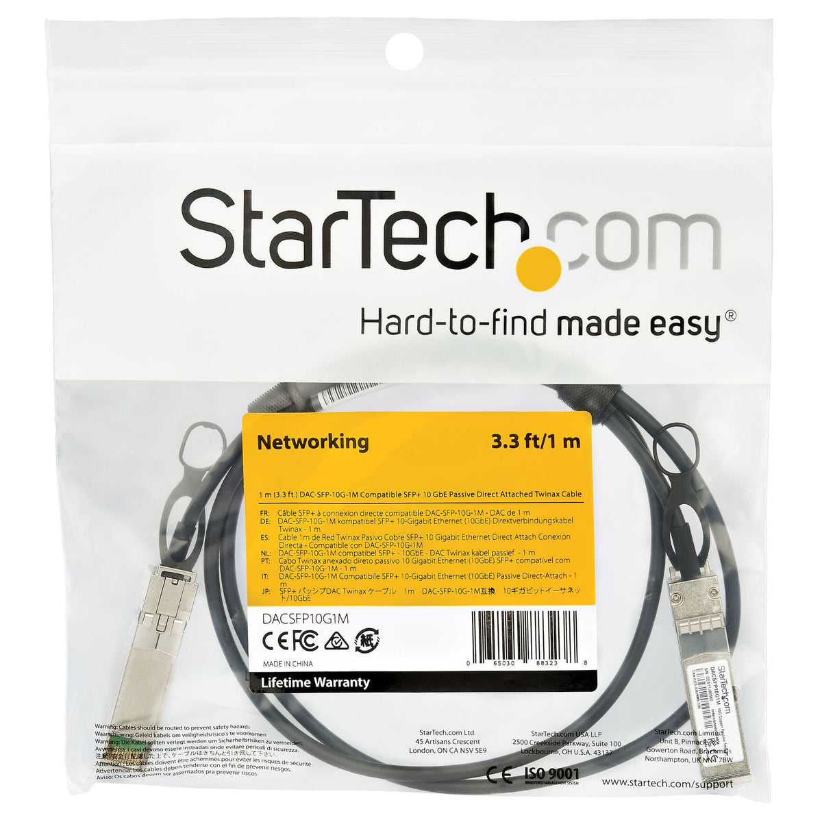 StarTech 1m SFP+ to SFP+ 10GbE Copper DAC Twinax Cable