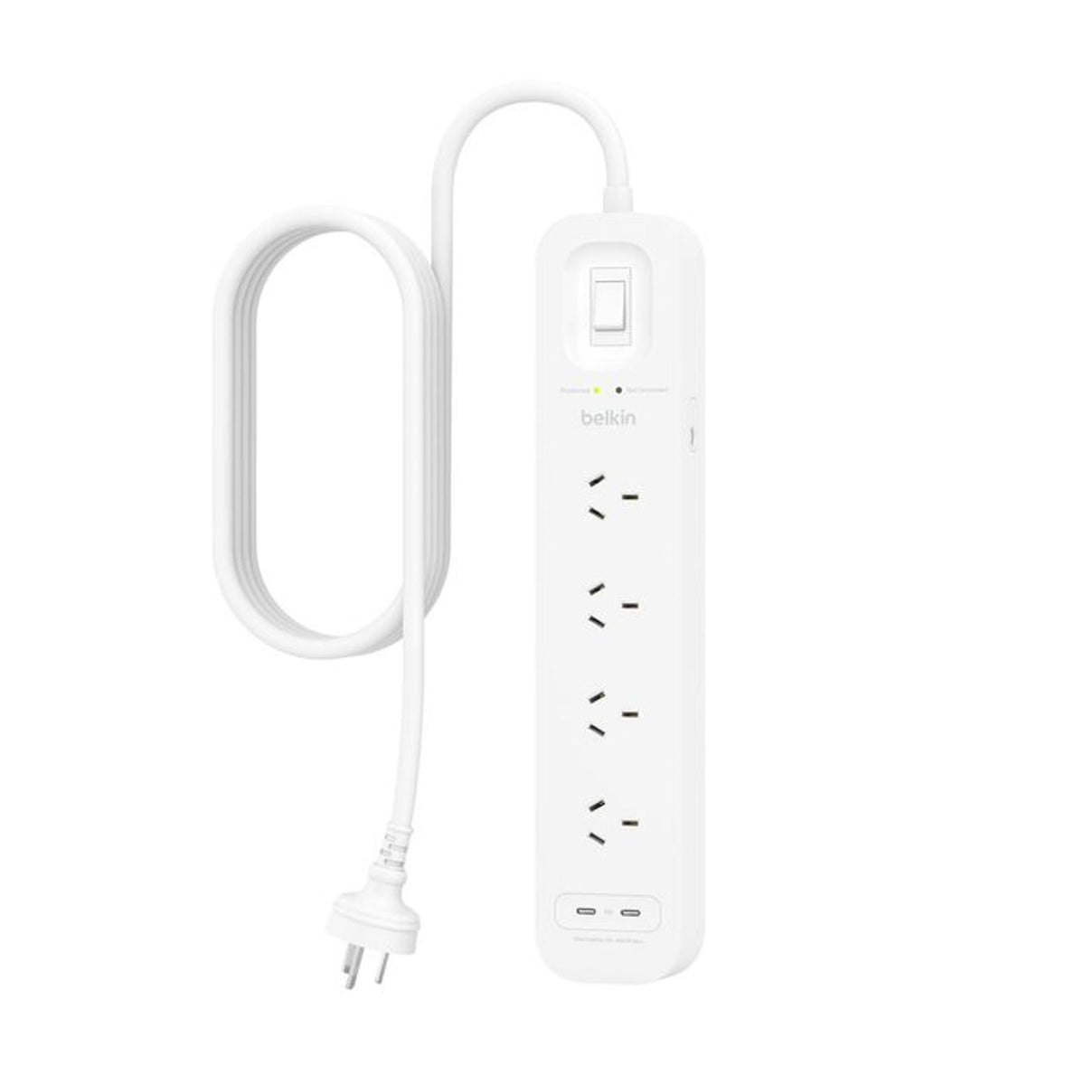 Belkin SurgePlus 4-Outlet Surge Protector 2x USB-C 30W 2M Cord 525 Joules tl:cd809552