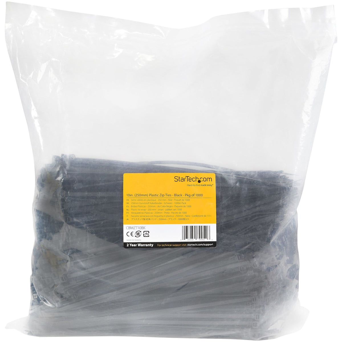 StarTech.com 1000 Pack 10" Black Extra Large Nylon Cable Ties