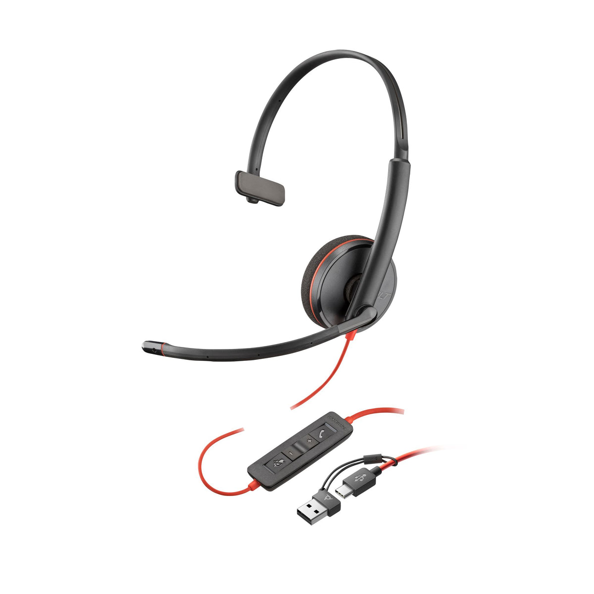 HP Poly BW 3215 USB-C Headset + 3.5mm Plug + USB-C/A Adapter