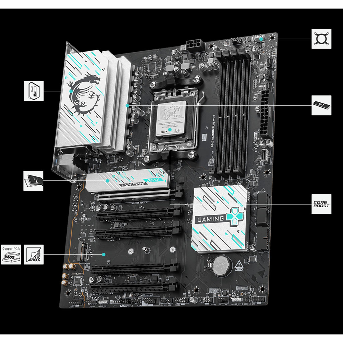 MSI B840 GAMING PLUS WIFI AM5 4x DDR5 3x M.2 4x PCI-E x16 WiFi 7 tl:b4f3f8fb