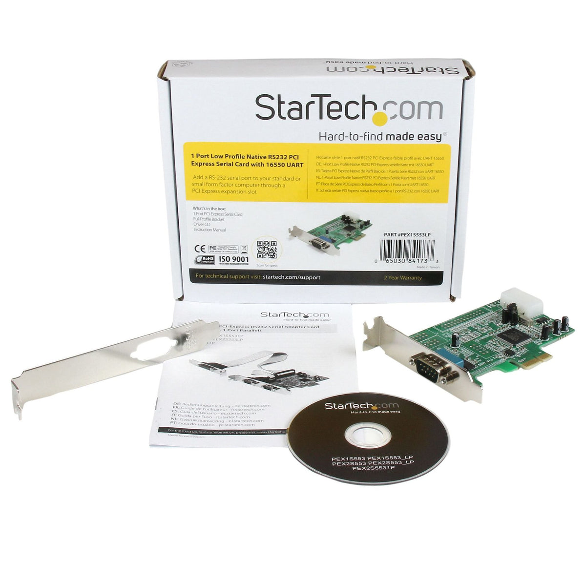 StarTech.com 1-Port PCI Express RS232 Serial Adapter Card 16550 UART Low Profile