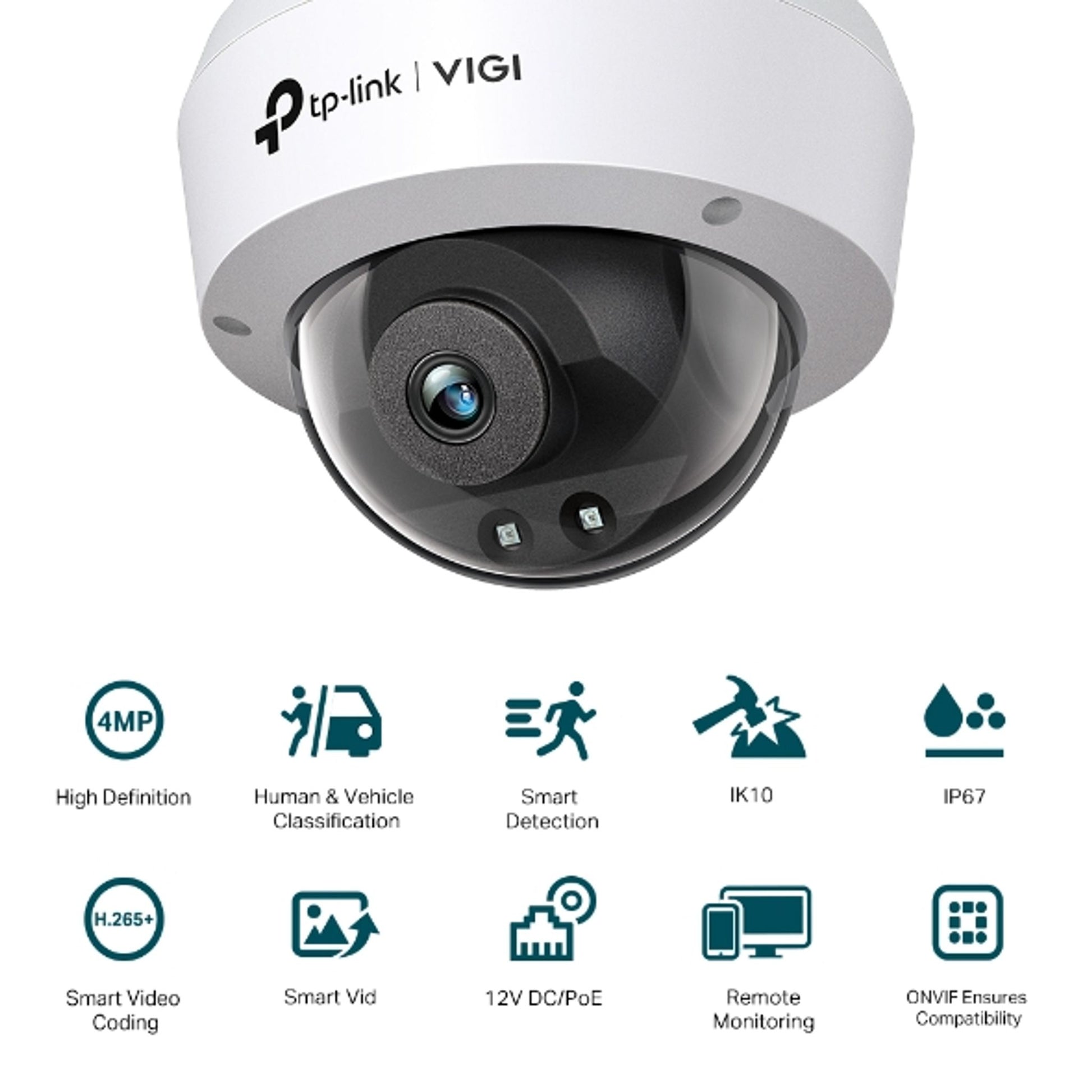 TP-Link VIGI C240I 4MP 4mm Lens IR Dome Network Camera Smart Detection tl:8ba83eef