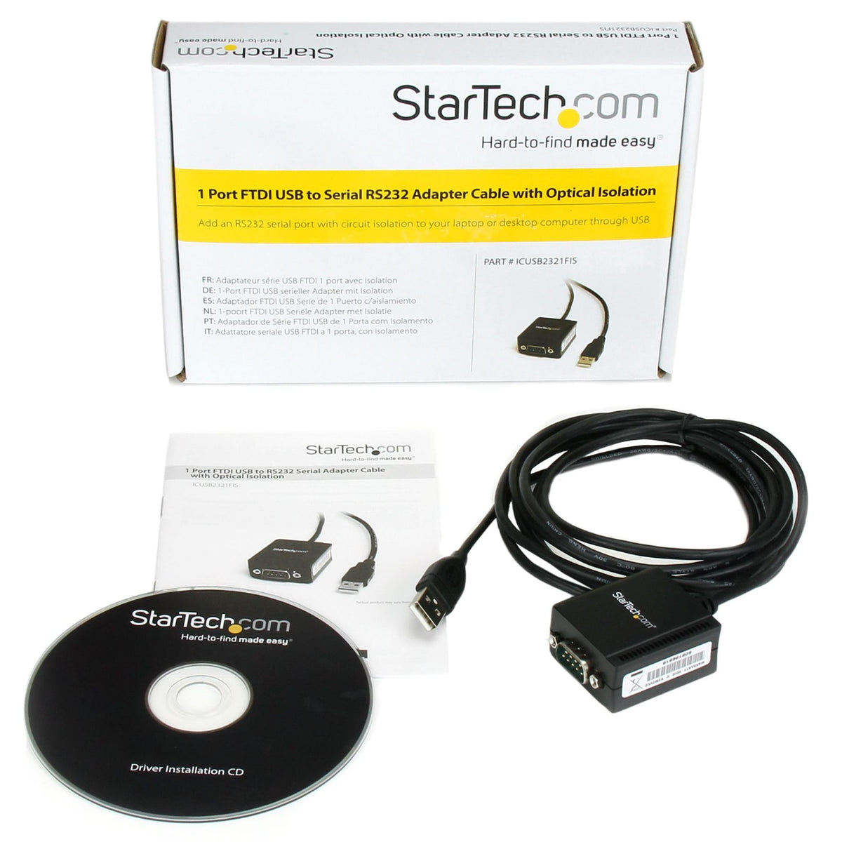 StarTech 2.5m 1-Port USB to RS232 Adapter with Optical Isolation