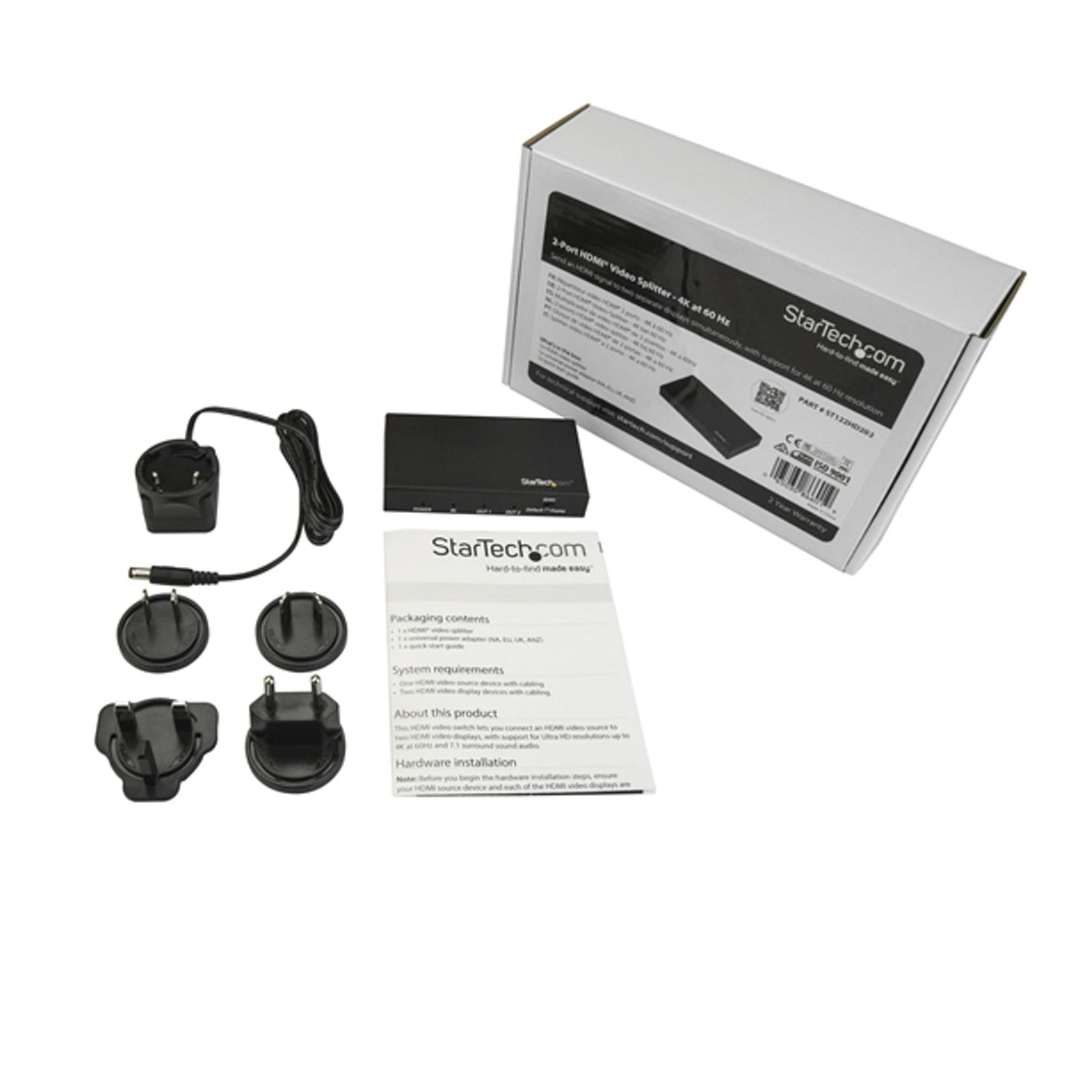StarTech 2 Port HDMI Splitter 4K 60Hz HDR 18Gbps