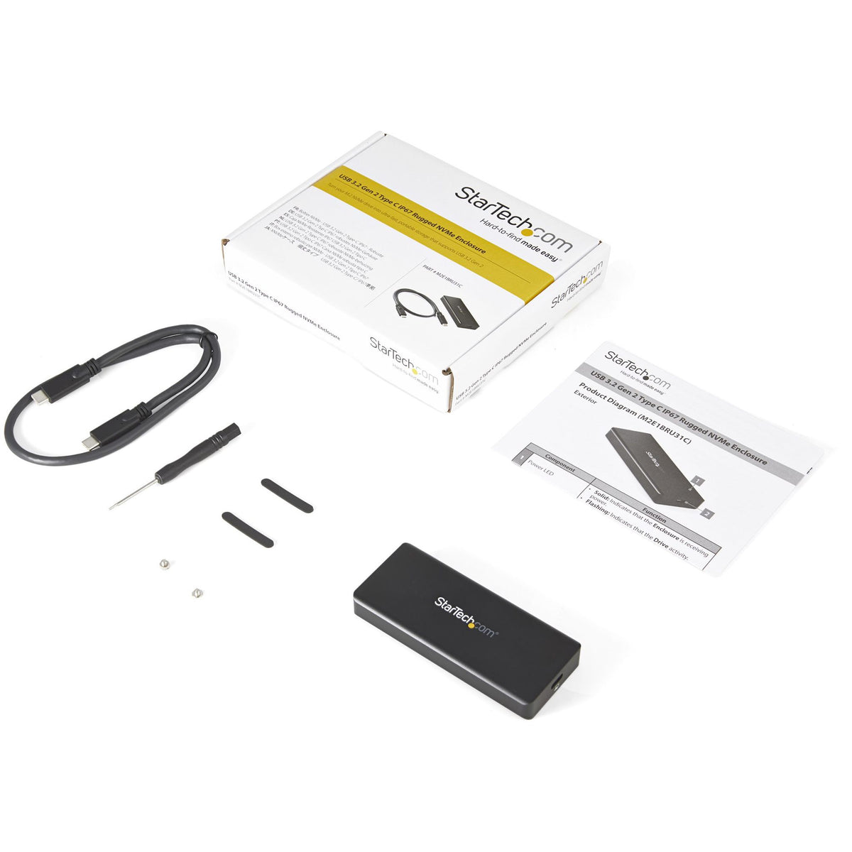 StarTech.com USB-C M.2 NVMe SSD Enclosure 10Gbps IP67 Rugged Aluminum