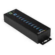 StarTech 10-Port Metal Industrial USB 3.2 Hub with Power Adapter 5Gbps UASP