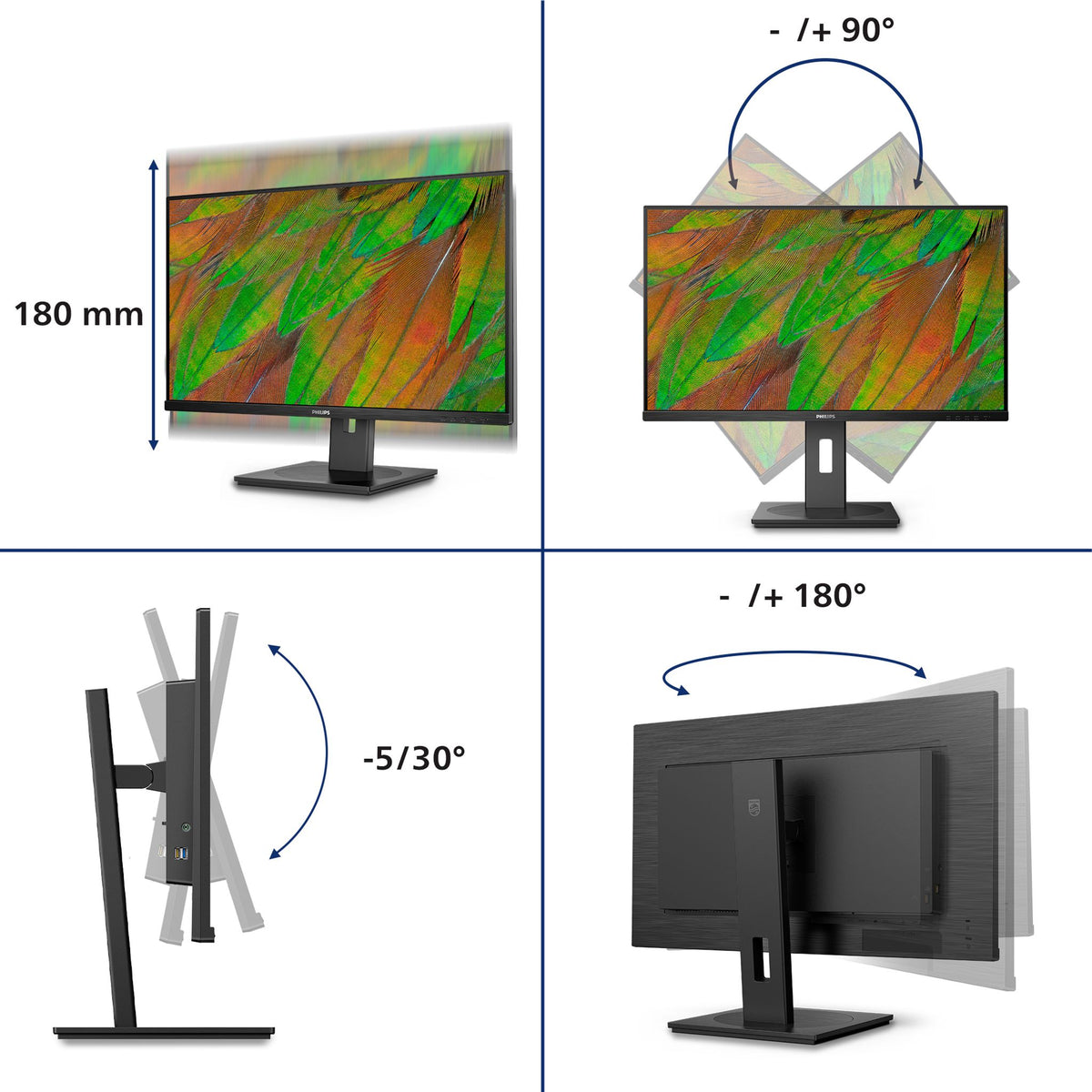 Philips 32B1U3900 31.5" UHD 60Hz VA Business Monitor DP/HDMI/USB-C PD90W SPK