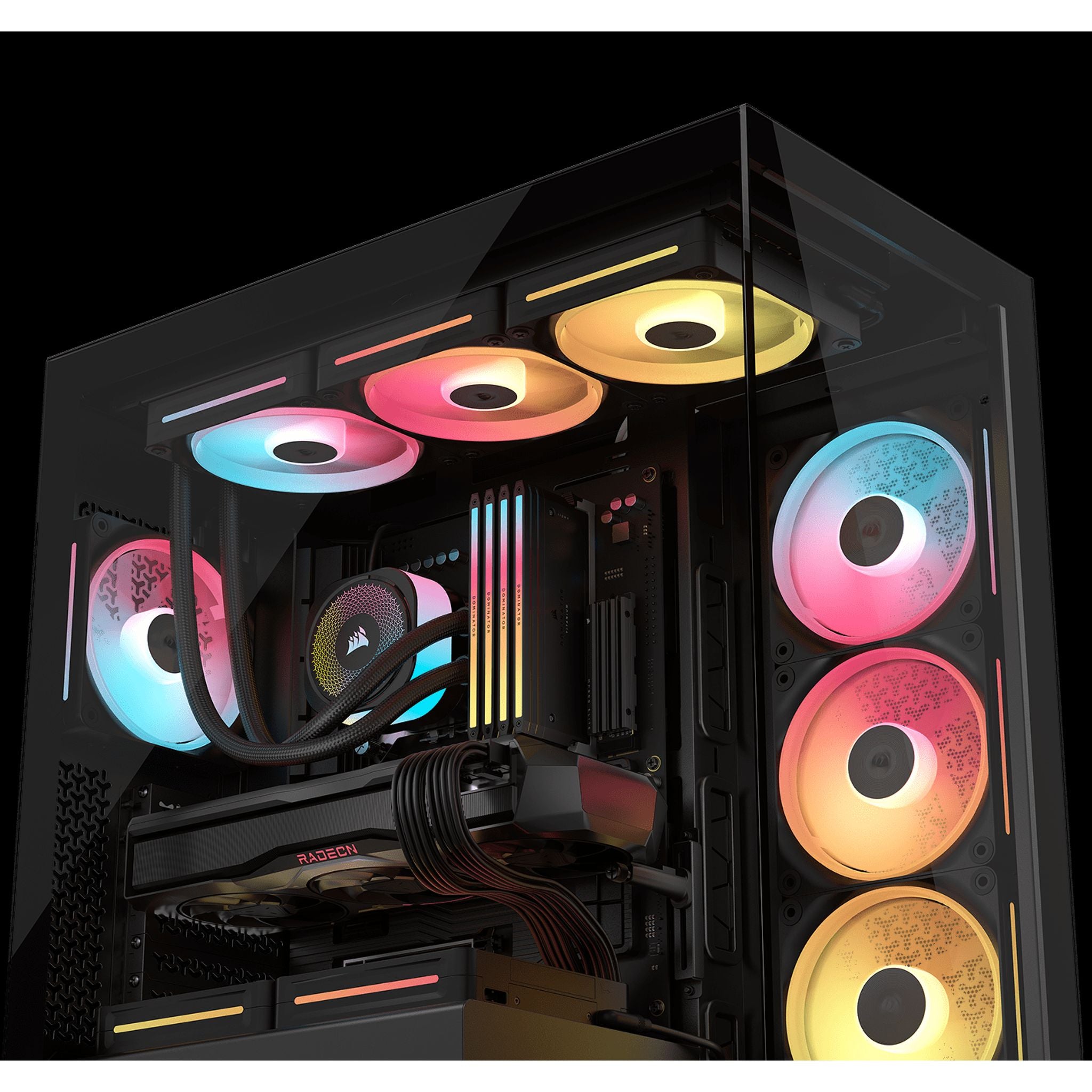 Corsair 3500X LX-R RGB E-ATX Mid-Tower Case Black Side 360mm Rad Glass Panels USB-C tl:bd4aa54