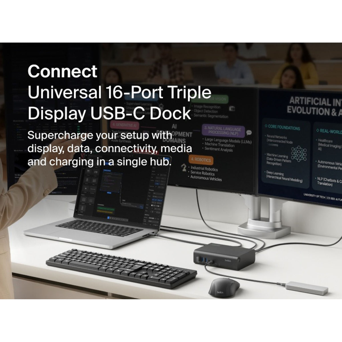 Belkin Connect Universal 16-Port Triple Display USB-C Dock Black 140W PD Triple 4K@60Hz tl:87e75ad1