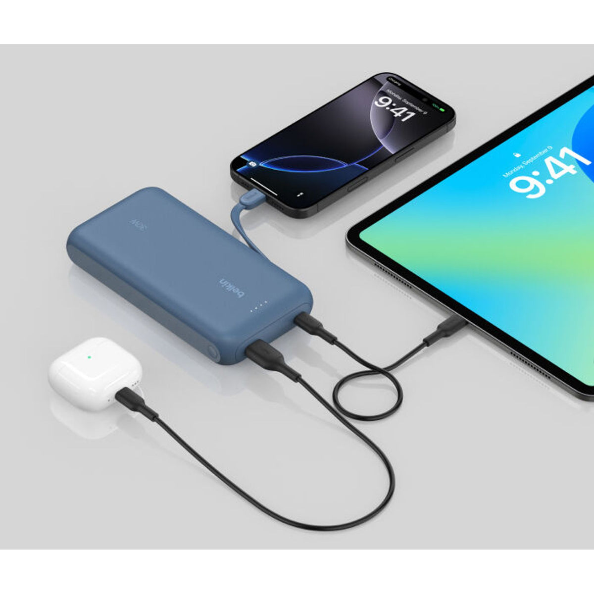 Belkin BoostCharge 20000mAh Power Bank With Integrated USB-C Cable 30W 2xUSB-C 1xUSB-A Blue tl:2c8dd58c