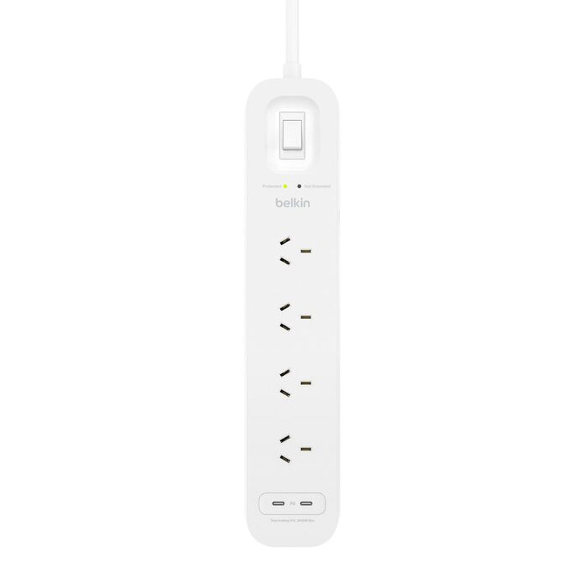 Belkin SurgePlus 4-Outlet Surge Protector 2x USB-C 30W 2M Cord 525 Joules tl:15351a92