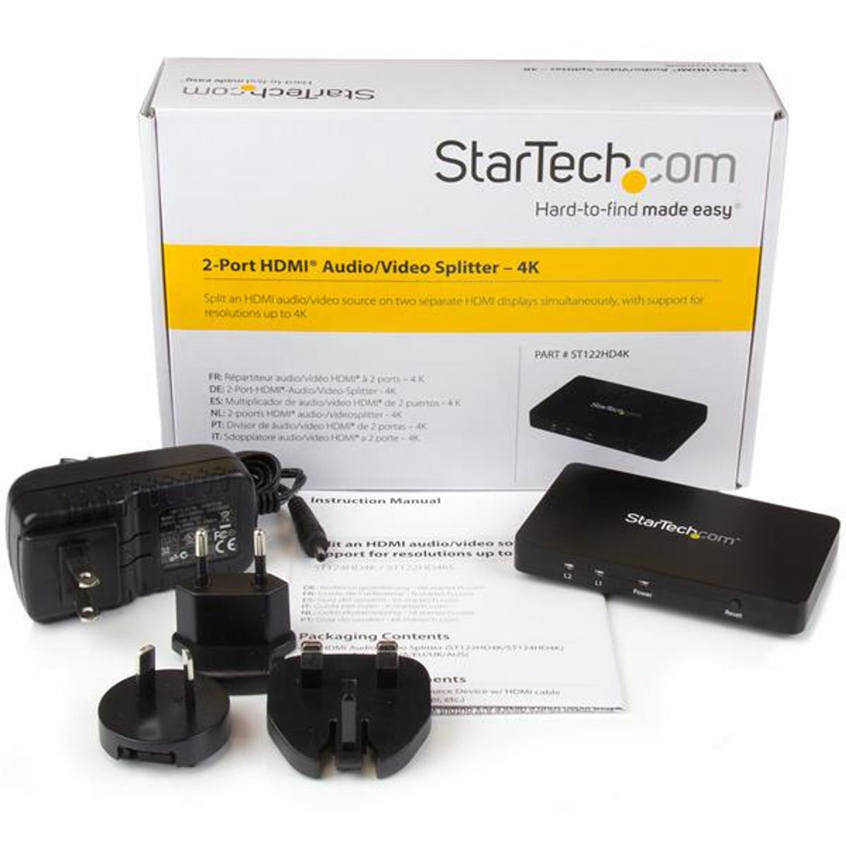 StarTech HDMI Splitter 2 Port 4K 30Hz Aluminum