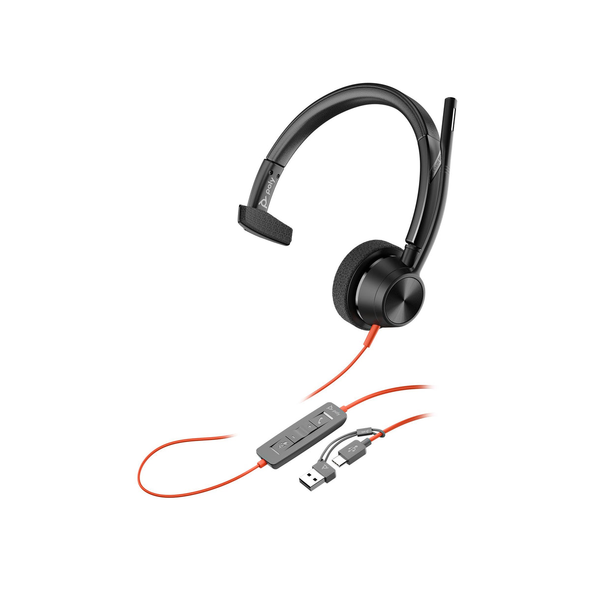 HP Poly BW 3310 Mono USB-C Headset + USB-C/A Adapter