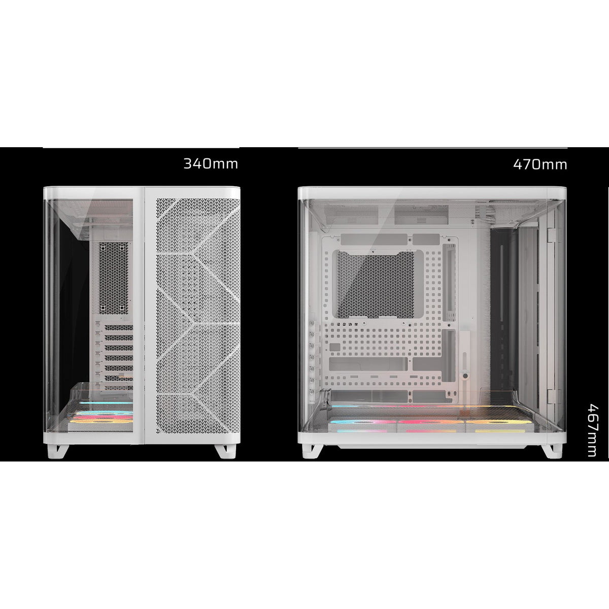 Corsair AIR 5400 LX-R RGB Triple Chamber White Mid-Tower ATX E-ATX Case 360GPU 180CPU 360RAD USB-C tl:ddfb3fc9