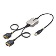 StarTech 60cm 2-Port USB to Serial Adapter Cable FTDI DB9 RS232 COM Retention