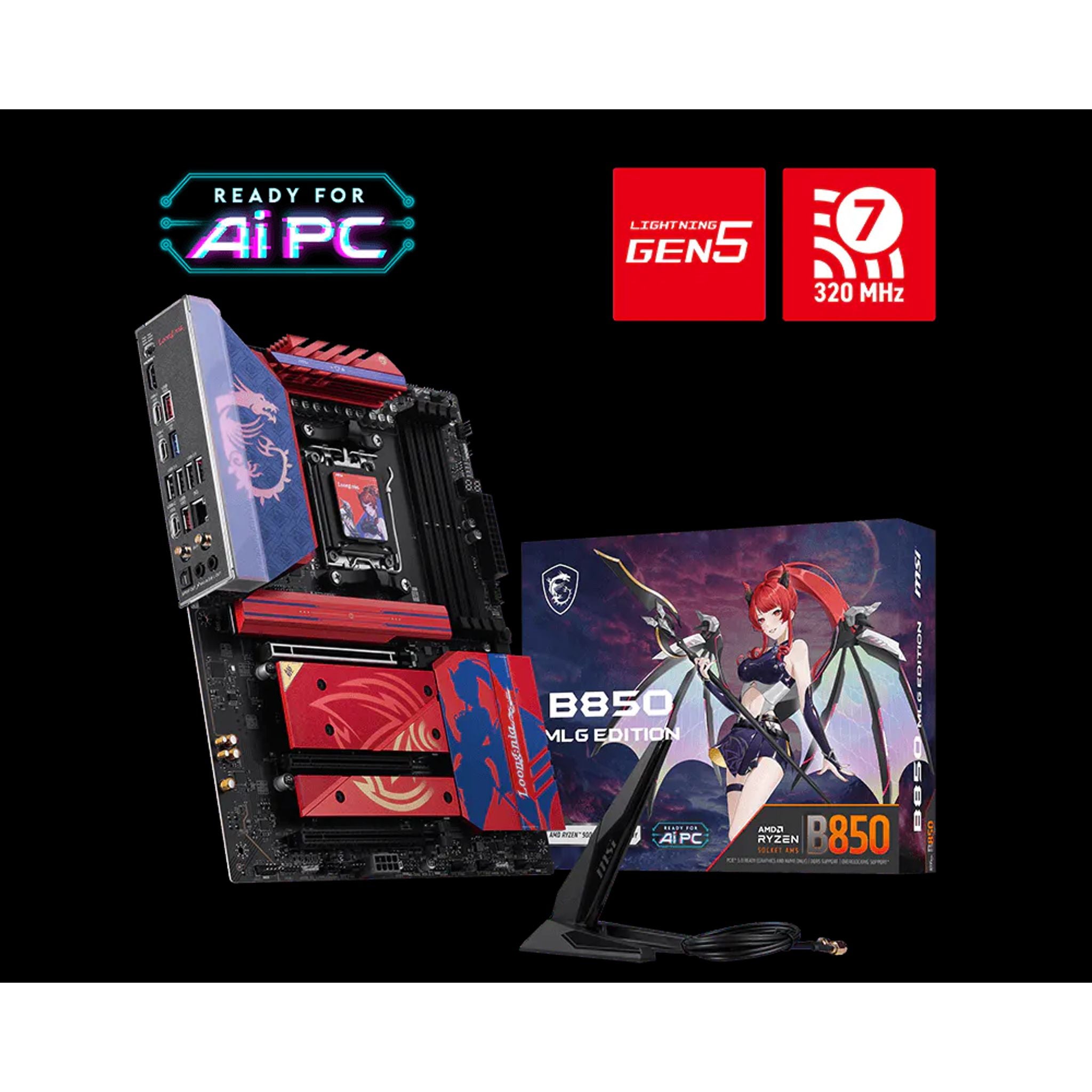 MSI B850 MLG EDITION AM5 DDR5-8400+ PCIe 5.0 M.2 Gen5 Wi-Fi 7 USB-C 20Gbps 5G LAN tl:ba106e38