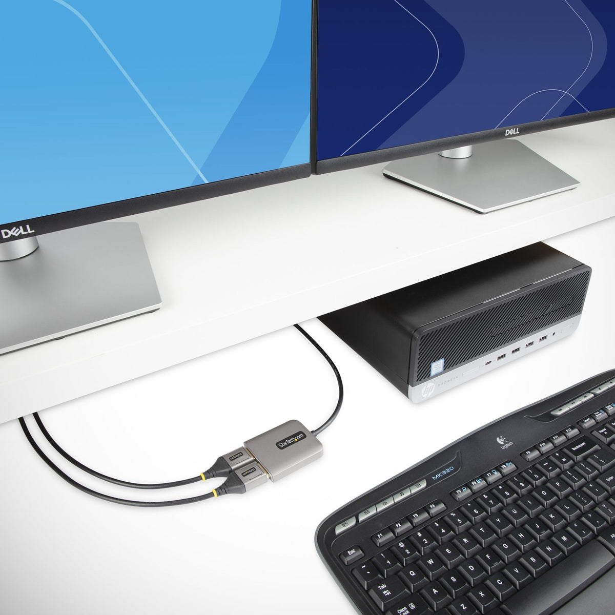StarTech.com Dual-Monitor DisplayPort 1.4 Splitter 5K 60Hz DP to 2x DP Adapter
