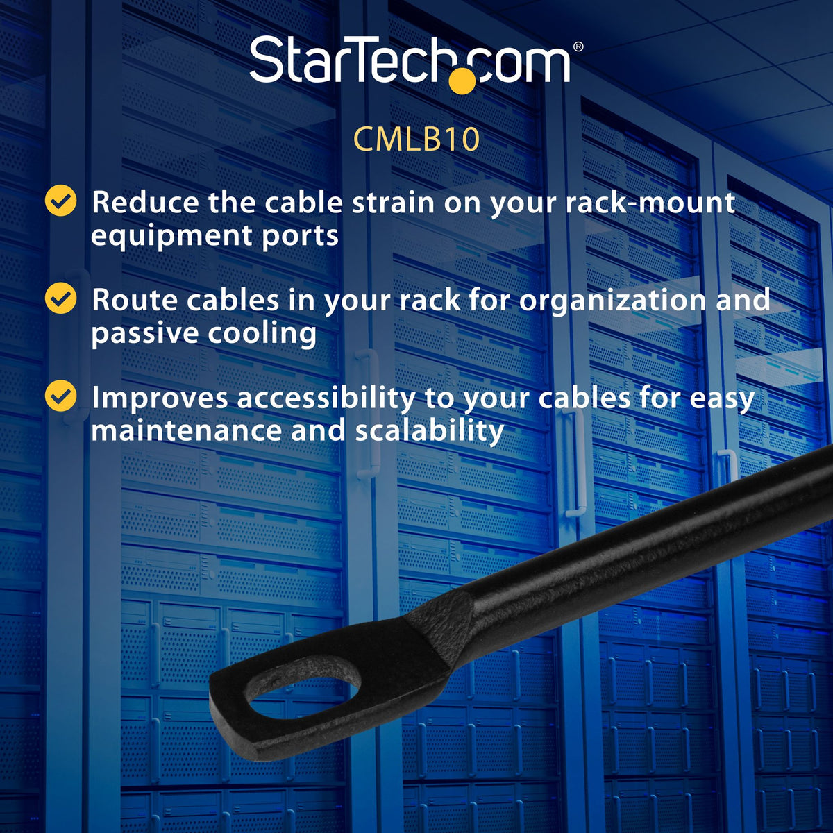 StarTech.com Horizontal Cable Lacing Bars 1U 10-Pack Steel
