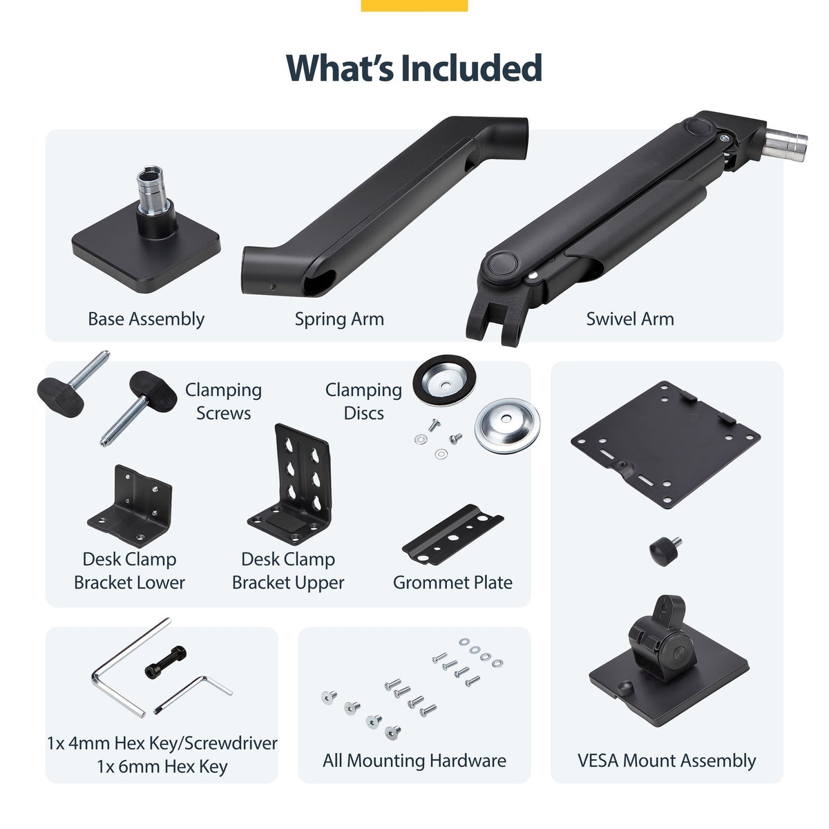 StarTech.com Monitor Desk Mount 49" 20kg VESA 75x75/100x100 Mechanical Spring