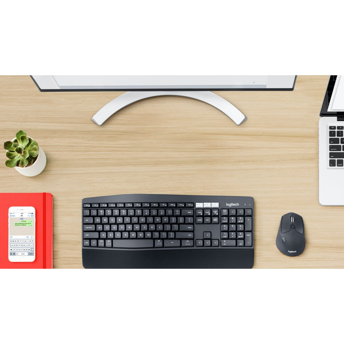 Logitech MK850 Wireless Keyboard Mouse Combo Incurve Keys Low Profile Cushioned Palm Rest tl:b06112fc
