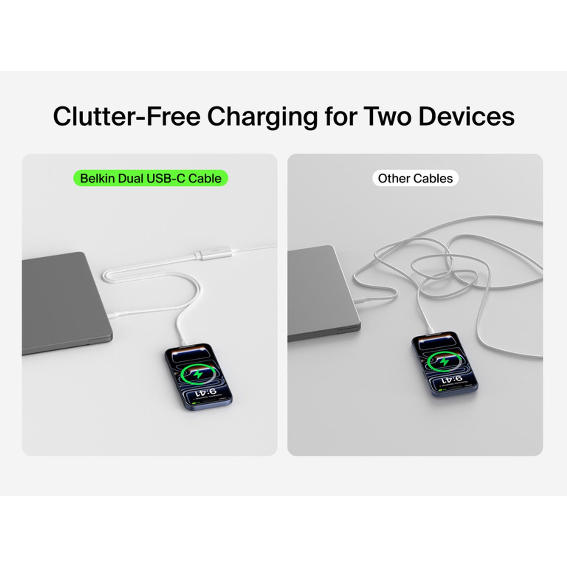 Belkin BoostCharge Pro Braided USB-C to Dual USB-C Cable 1.5M White CAC004fq15MWH tl:3330ec5d