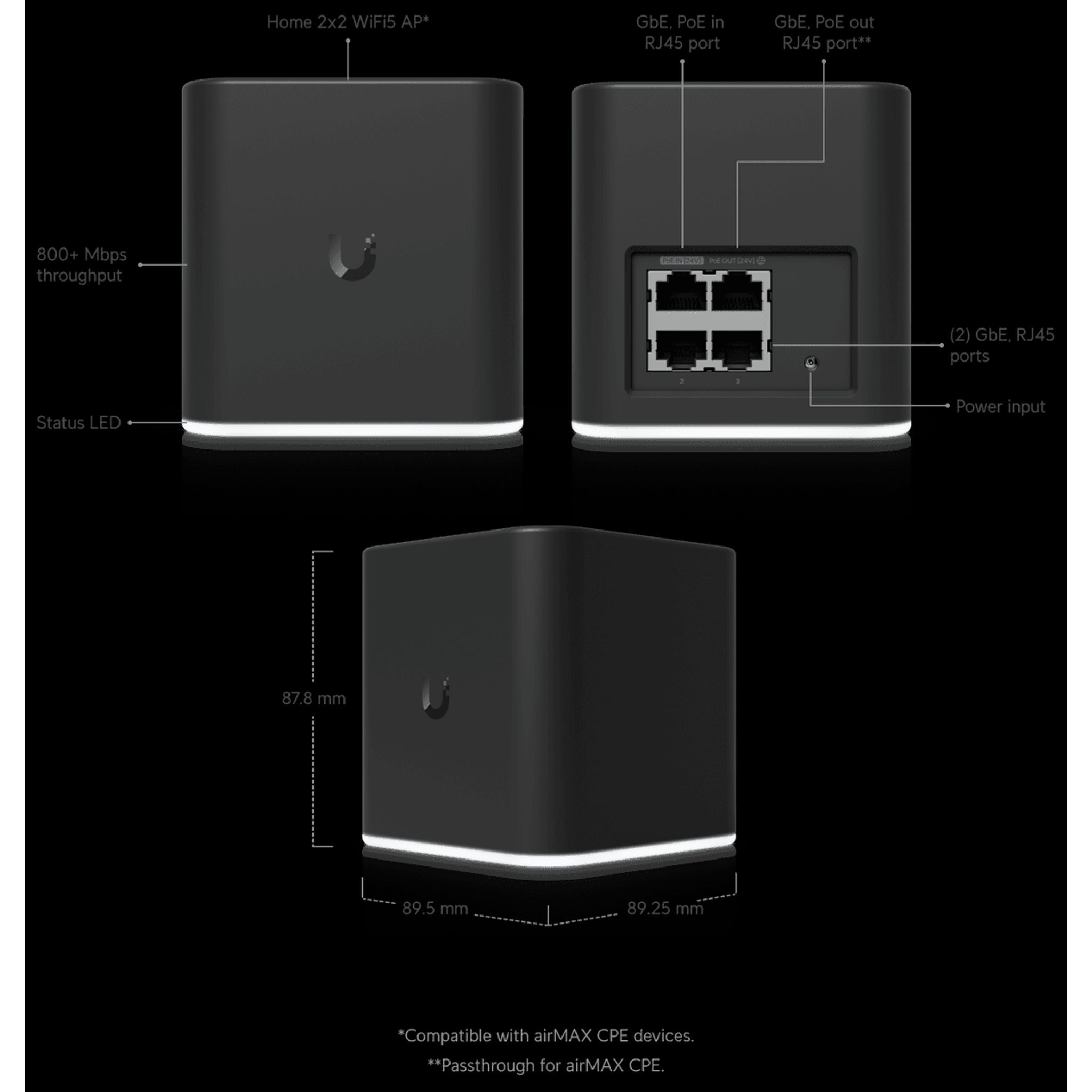 Ubiquiti airCube 802.11ac Dual-Band Wi-Fi Access Point 4x Gigabit Ethernet tl:b535ab67