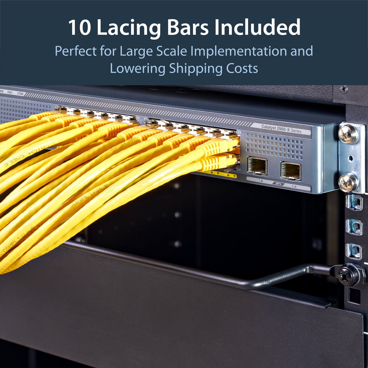 StarTech.com Horizontal Cable Lacing Bars 1U 10-Pack Steel