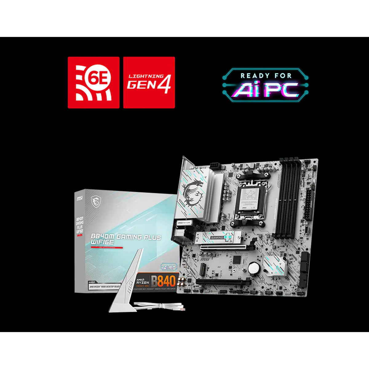 MSI B840M GAMING PLUS WIFI6E AM5 ATX Motherboard 4x DDR5 2x M.2 WiFi 6E tl:a98bbb00