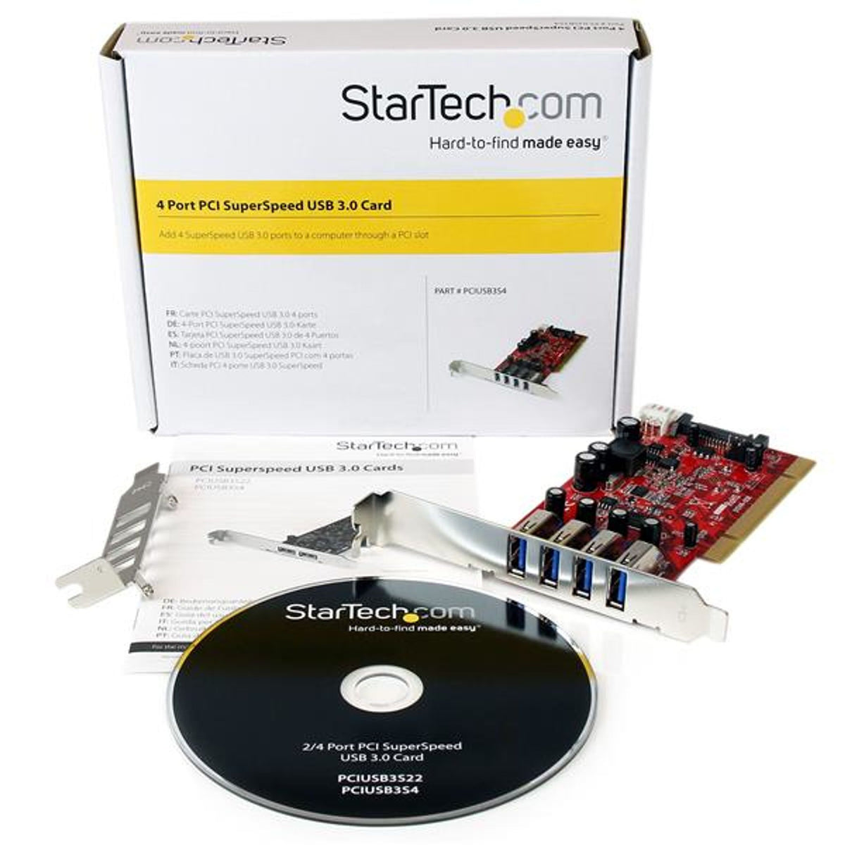 StarTech USB Adapter PCI Red 4-Port USB 3.0 Card