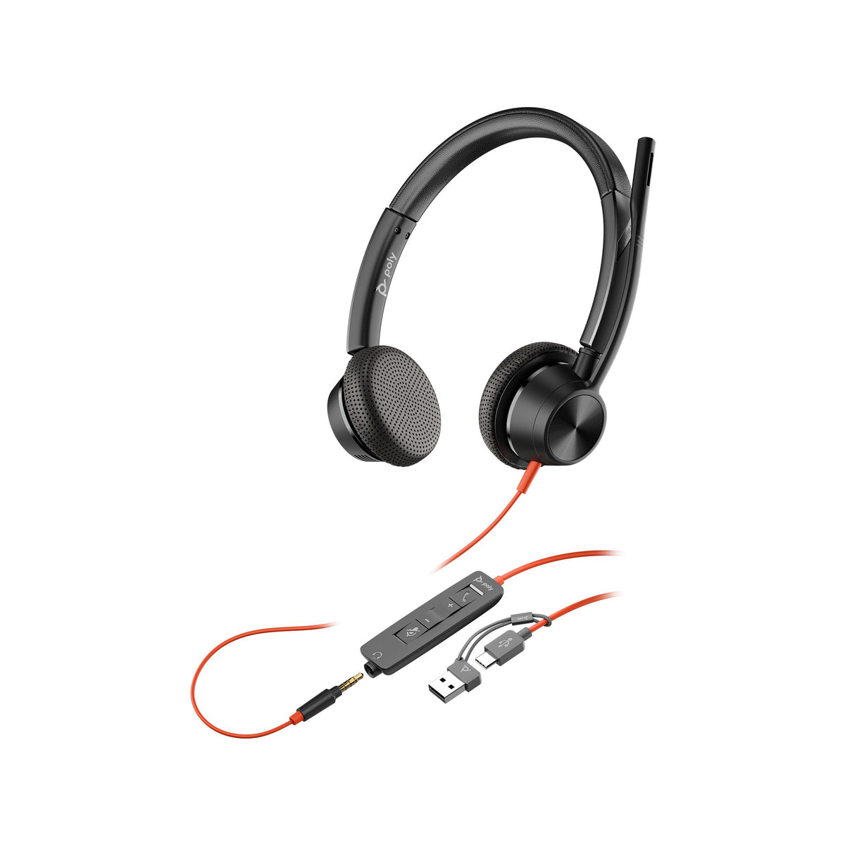 HP Poly BW 3325 USB-C Headset + 3.5mm Plug + USB-C/A Adapter