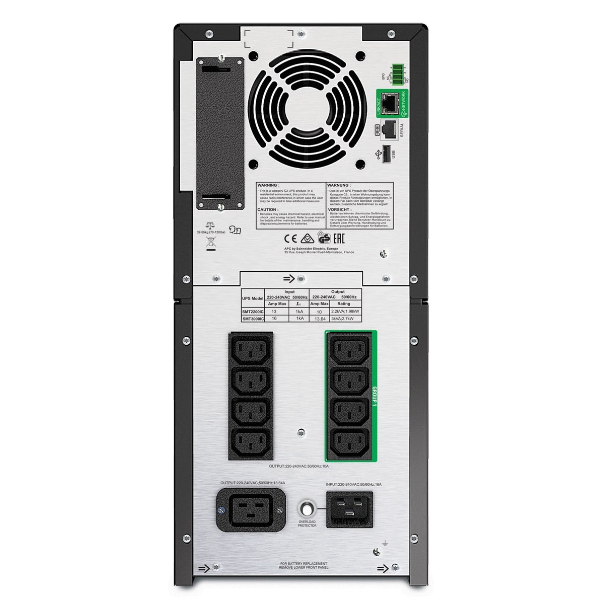 APC Smart-UPS Line Interactive 3kVA Tower 230V 8x C13+2x C19 Outlets