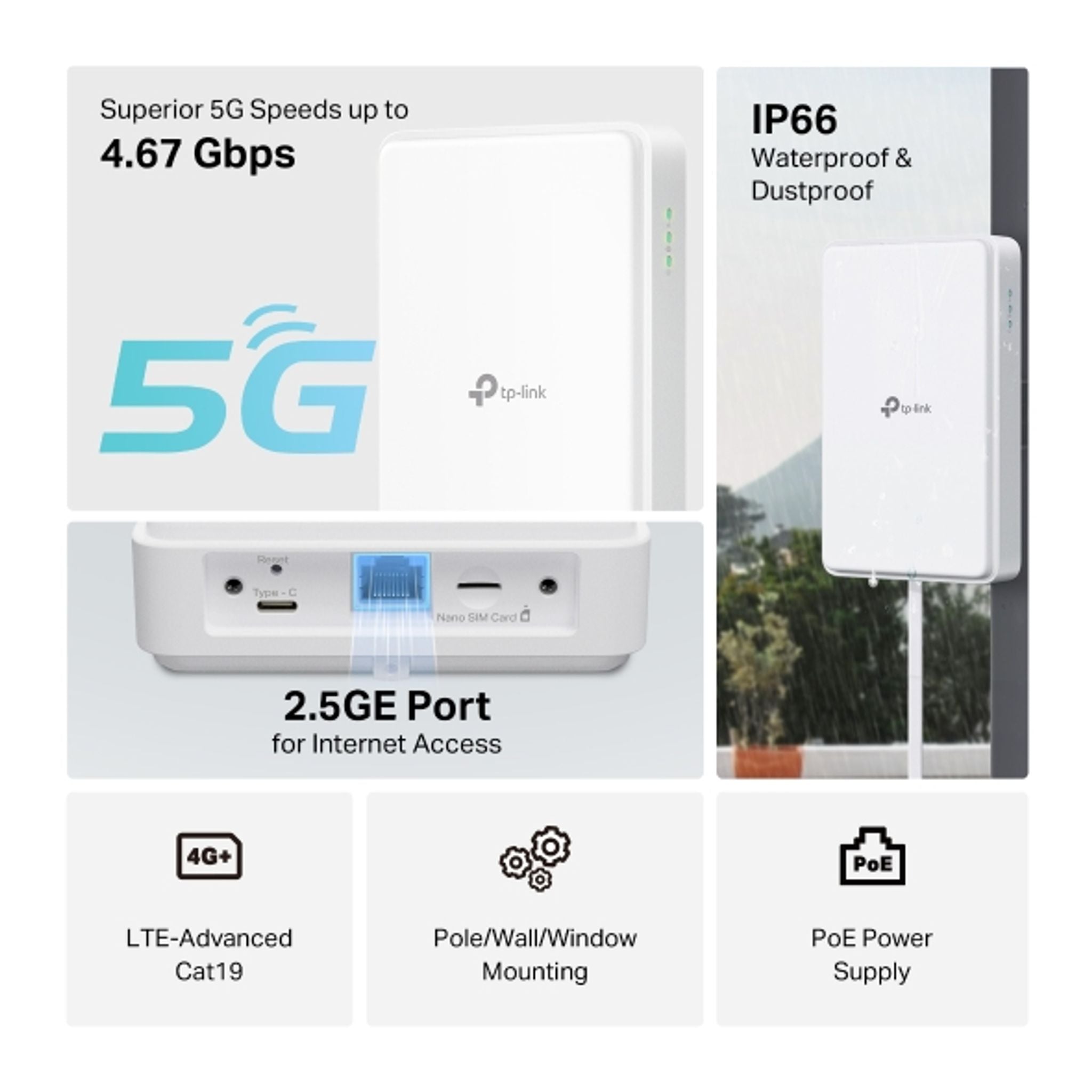 TP-Link NE200 Outdoor 5G Router 4.67Gbps 2.5GE LAN PoE tl:1522dc3b
