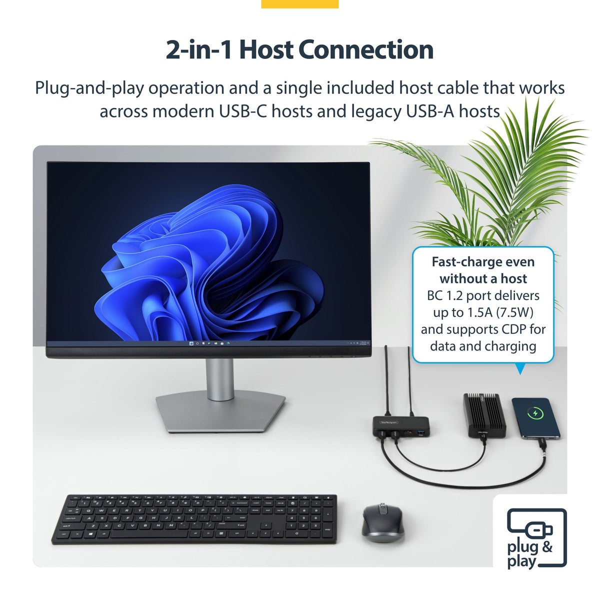 StarTech 4-Port USB-C & 3x USB-A Hub Self-Powered USB 3.0 5Gbps BC 1.2