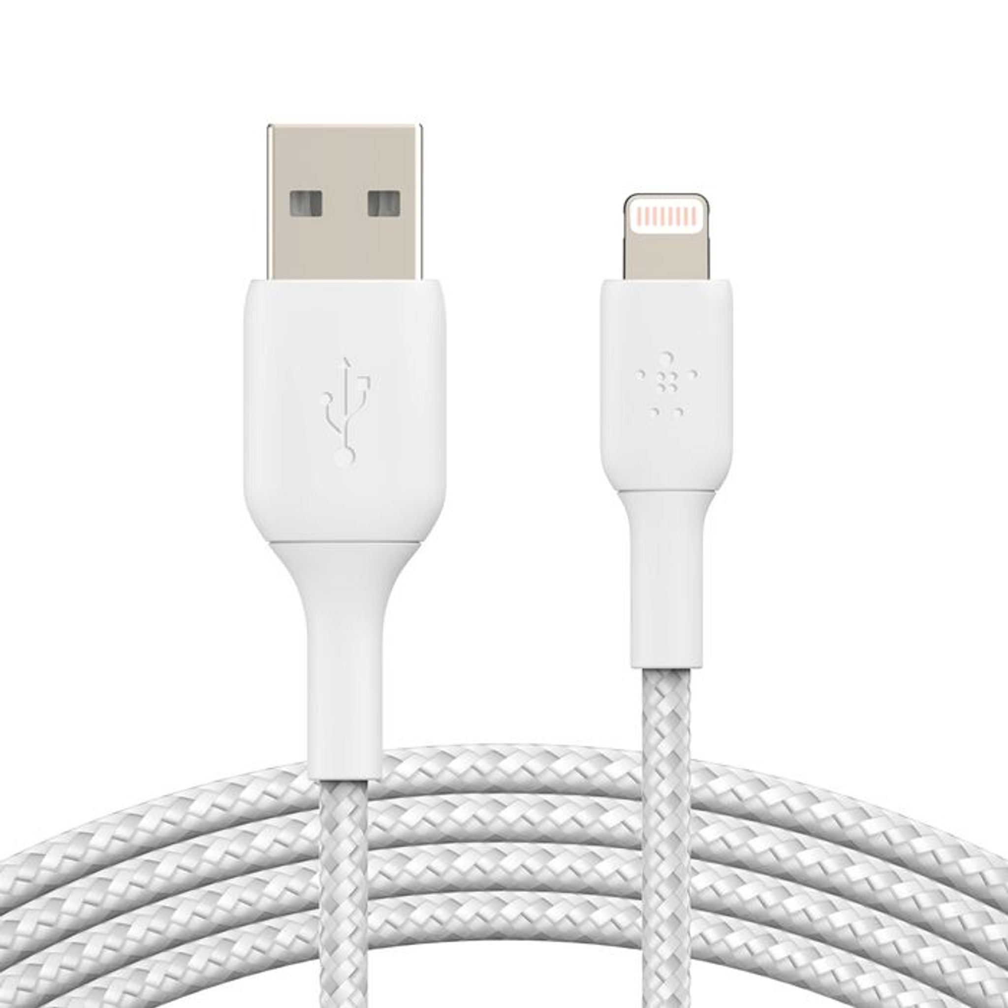 Belkin BoostCharge Braided Lightning to USB-A Cable 2M White CAA002bt2MWH tl:c46207c2