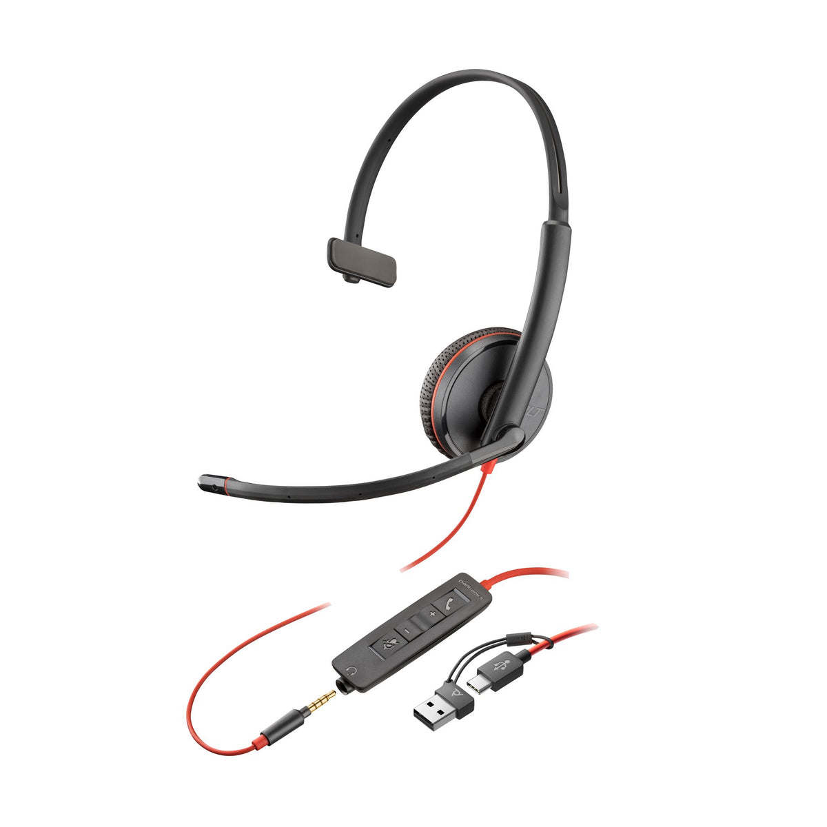 HP Poly BW 3215 USB-C Headset + 3.5mm Plug + USB-C/A Adapter