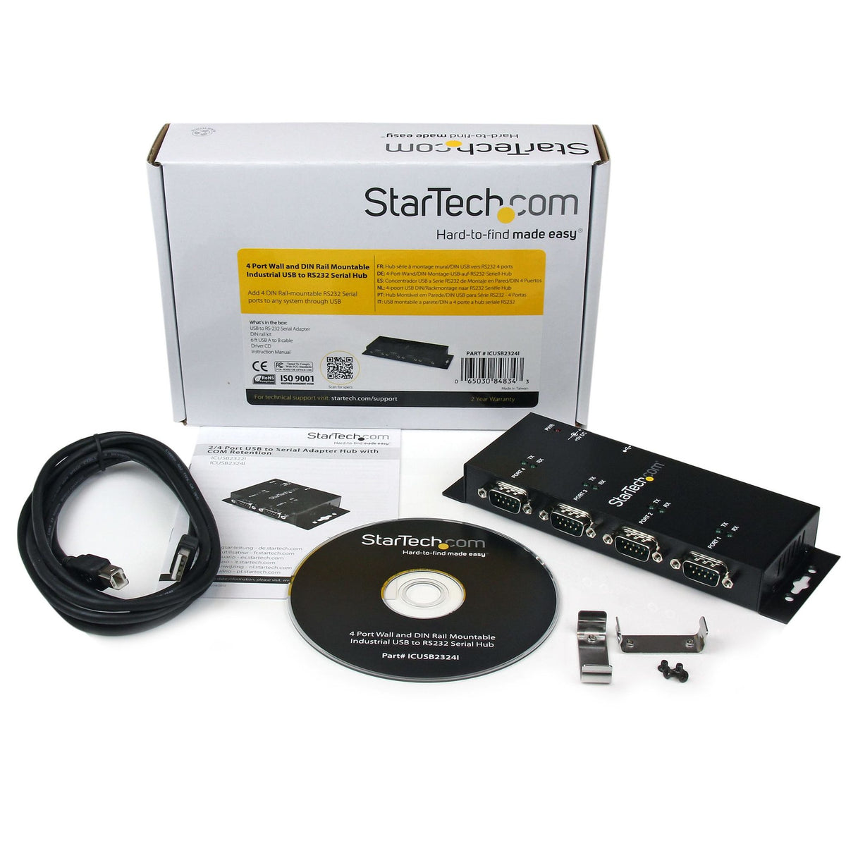 StarTech.com Wall Mountable USB Serial Hub 4 Port USB 1 Port