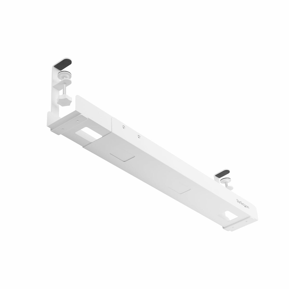 StarTech.com Under Desk Cable Management Tray Adjustable Length Clamp-On White
