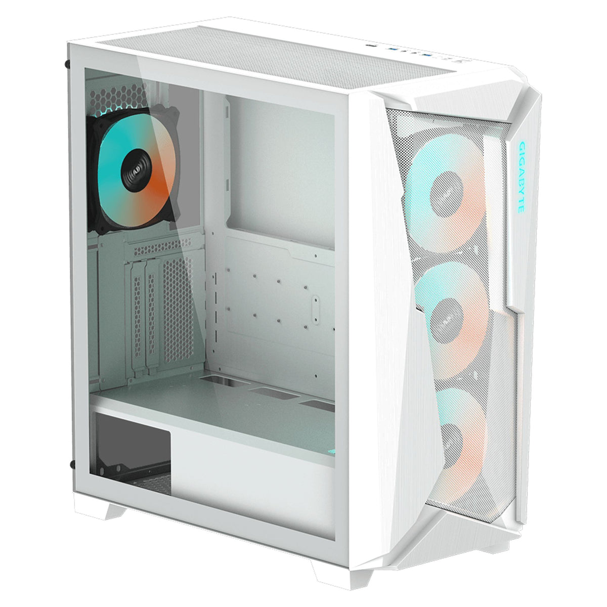 Gigabyte C301 RGB Tempered Glass E-ATX White Mid Tower Gaming Chassis tl:c0d5776e