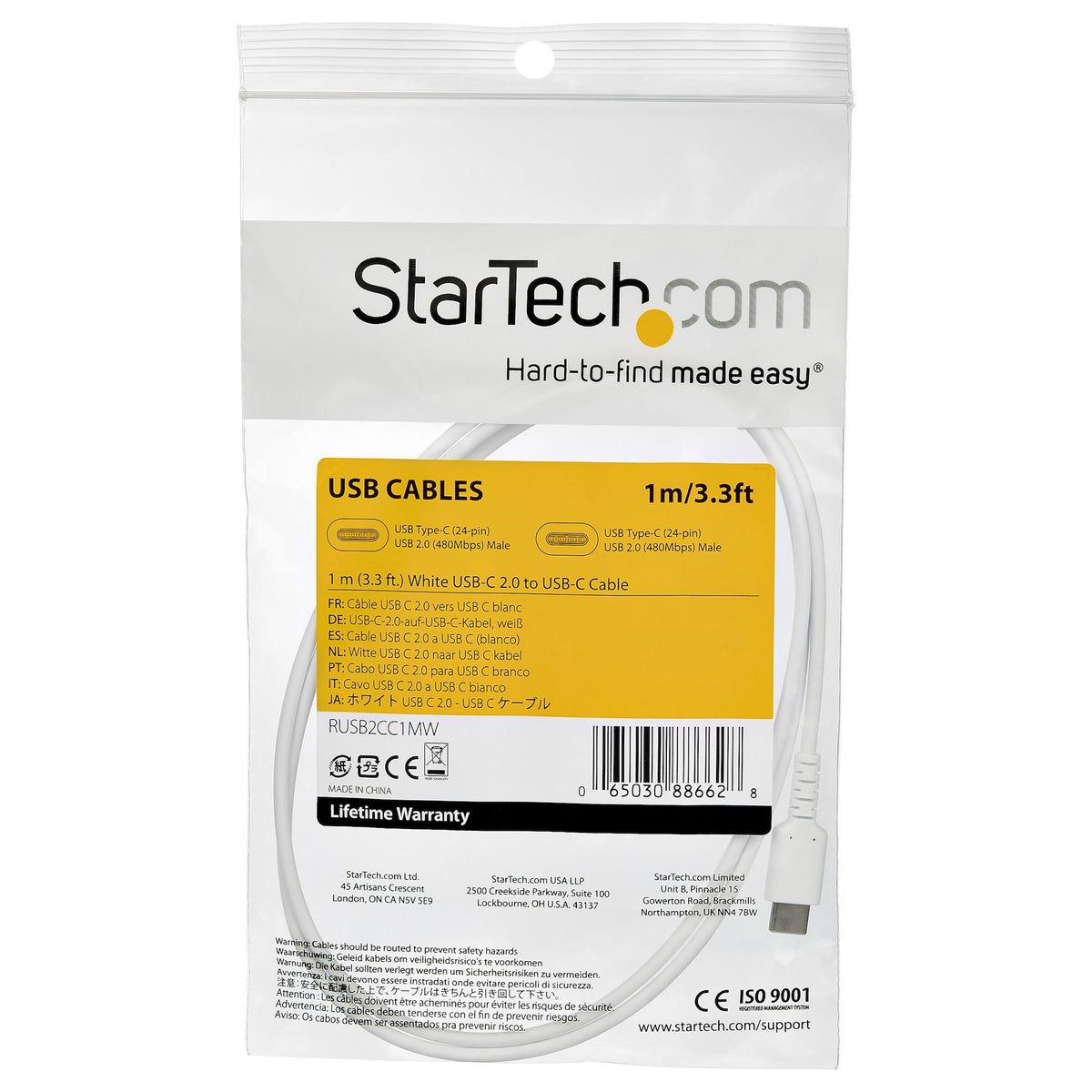StarTech.com 1m USB-C Charging Cable 60W Durable TPE Jacket M/M USB 2.0