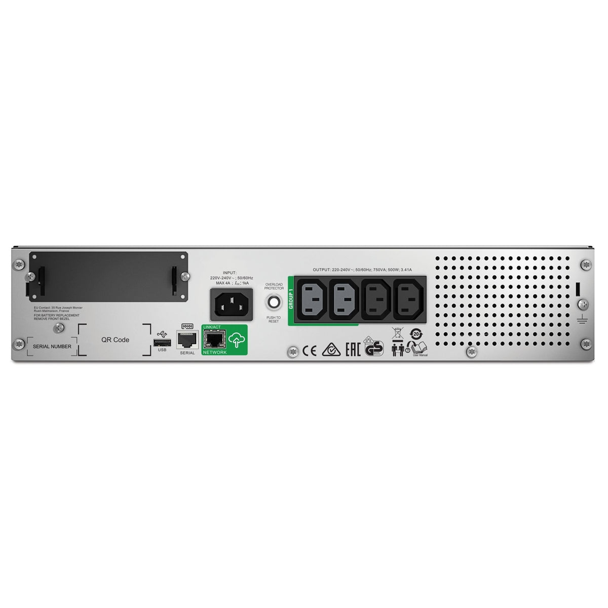 APC Smart-UPS 750VA Line Interactive 2U Rackmount 4x IEC C13 Outlets AVR LCD