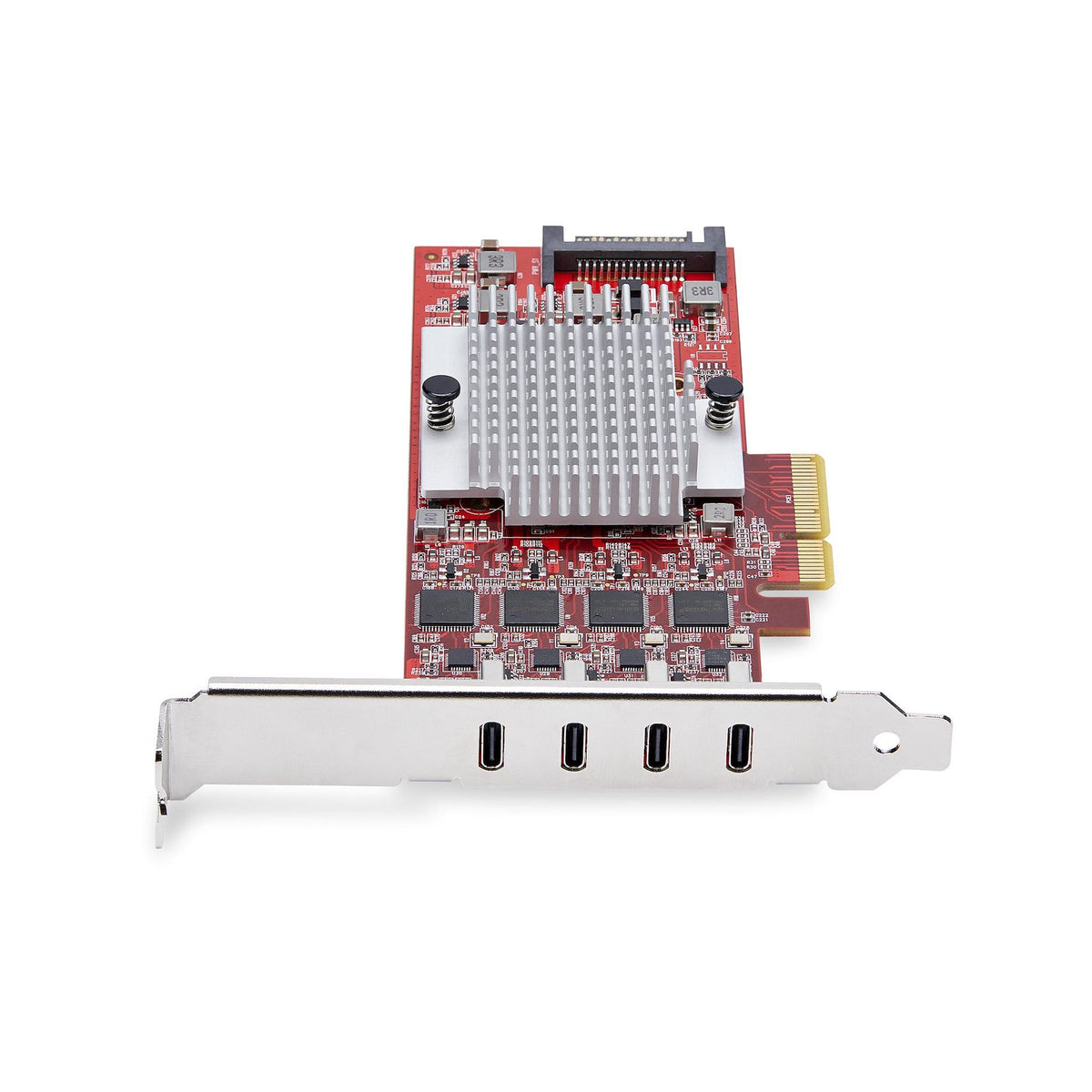 StarTech USB Adapter PCI Express x4 4x USB 3.0 1x SATA Red TAA UASP