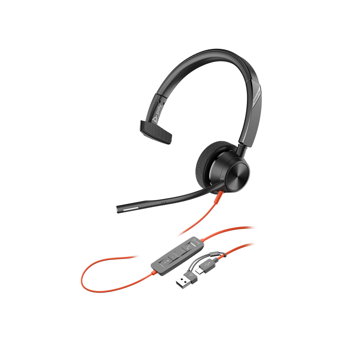 HP Poly BW 3310 Mono USB-C Headset + USB-C/A Adapter