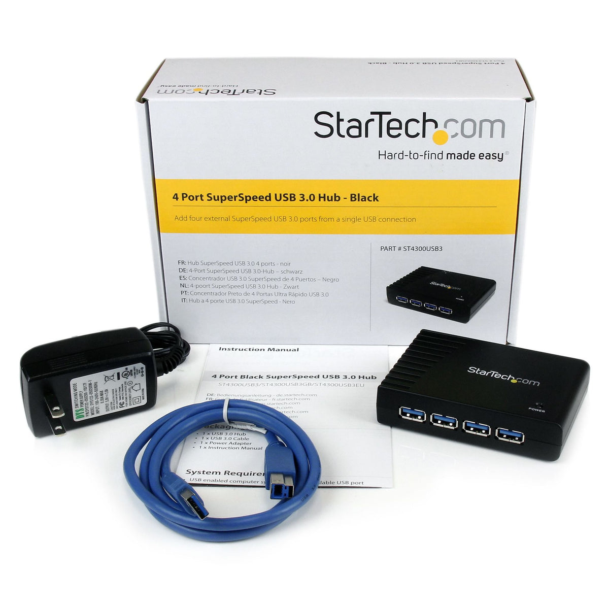 StarTech 4-Port USB-C & 3x USB-A Hub USB 3.0 Bus-Powered Black