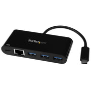 StarTech USB-C Combo Hub 3 USB 3.0 Ports Ethernet Black