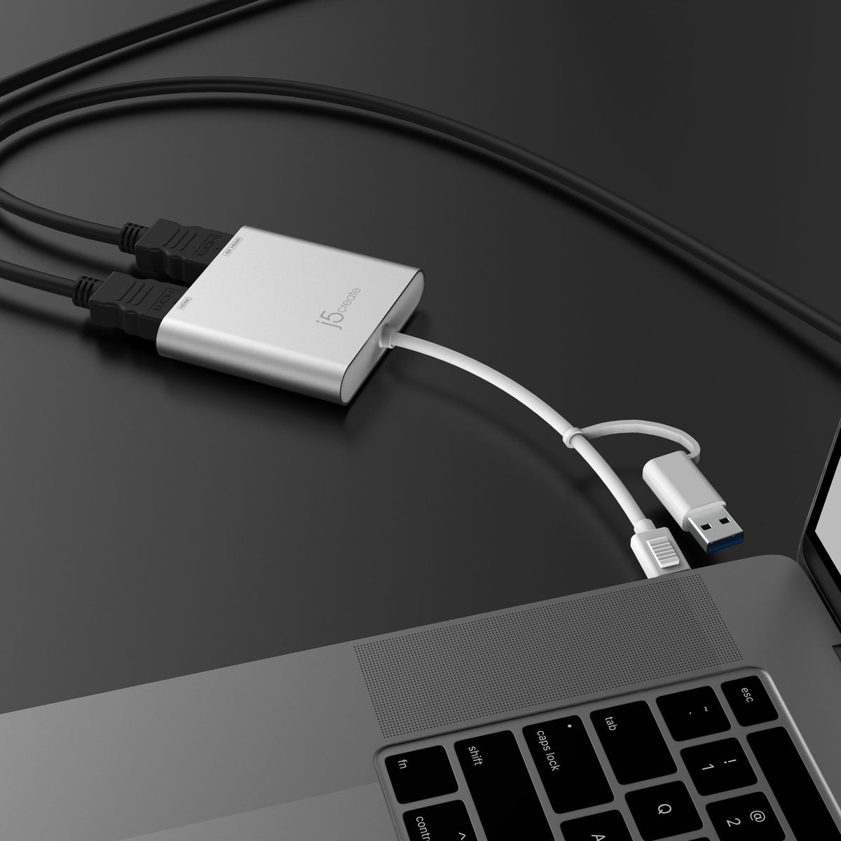 j5create JCA365 A/V Adapter - 1 - 1 x USB 3.1 Type C - Male - 2 x HDMI 2.1