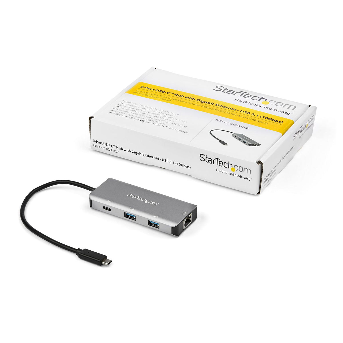 StarTech USB/C Combo Hub 3 USB 3.1 Ports 1 Ethernet Port Black/Silver