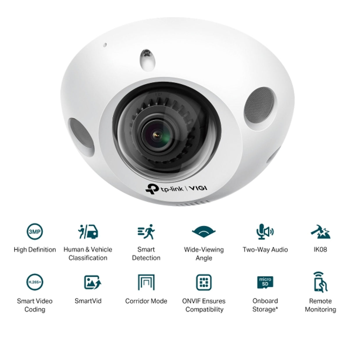 TP-Link VIGI C230I 3MP 2.8mm IR Mini Dome Network Camera Smart Detection tl:8ad1c584