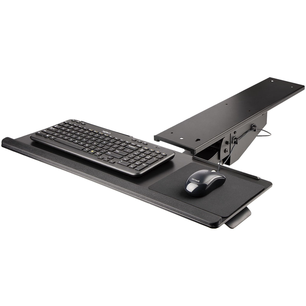 StarTech.com Under Desk Keyboard and Mouse Tray 10" x 26" Adjustable Black Steel